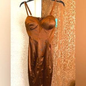 Brown bodycon cocktail dress